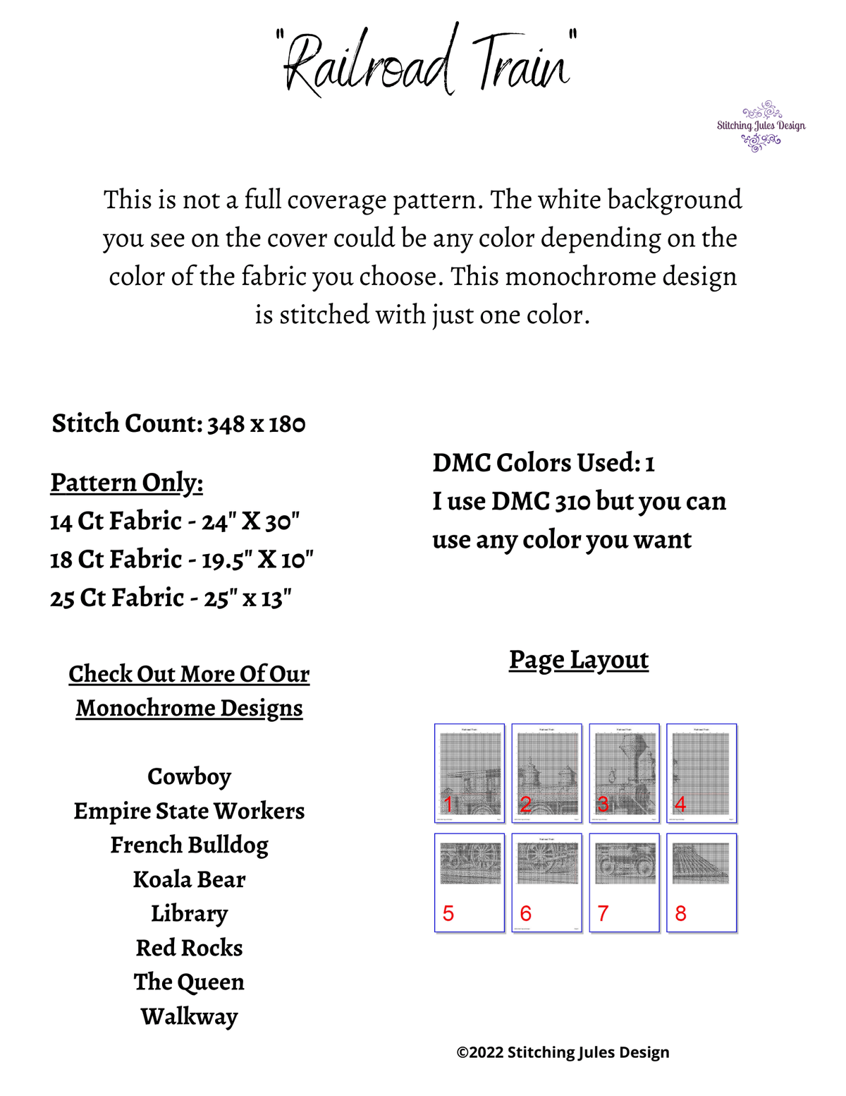 Rail Fun Pattern Railroad Train Counted Cross Stitch Pattern PDF Digital Download ...