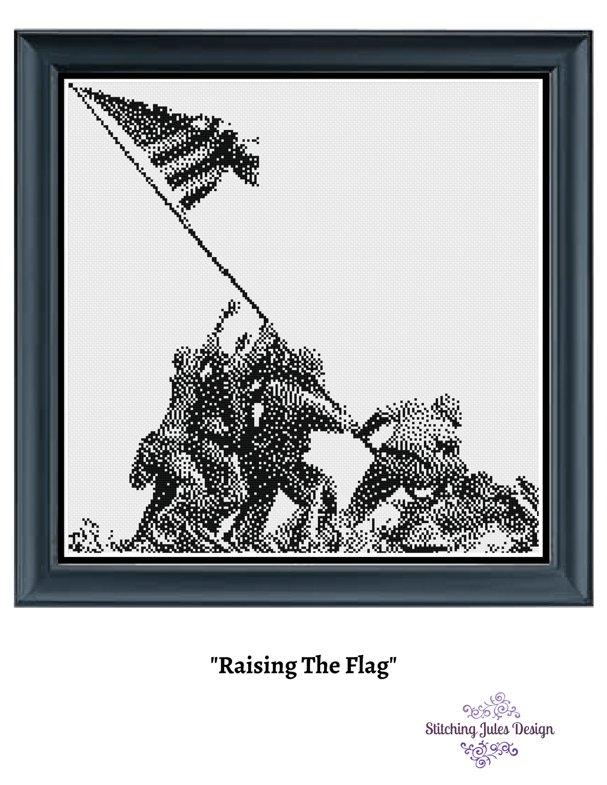 Stitching Jules Design Cross Stitch Pattern Raising The Flag On Iwo Jima Digital Downloadable Cross Stitch Pattern