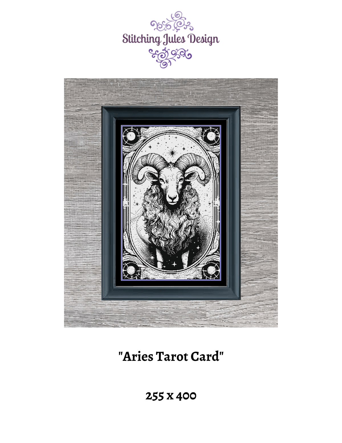 Stitching Jules Design Cross Stitch Pattern Ram Aries Tarot Card Cross Stitch Pattern Instant Download PDF