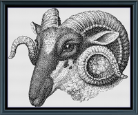 Thumbnail for Stitching Jules Design Cross Stitch Pattern Ram Monochrome