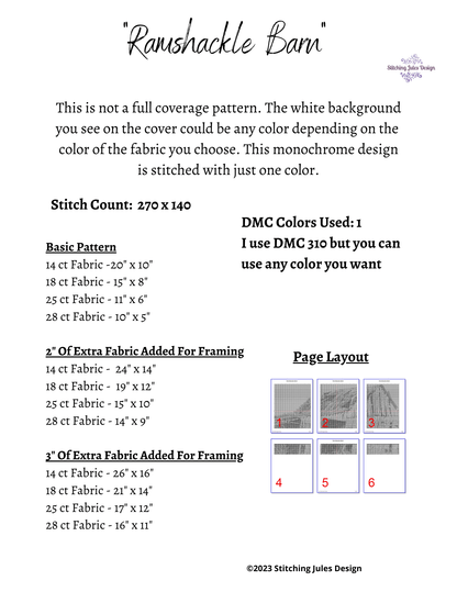 Stitching Jules Design Cross Stitch Pattern Ramshackle Barn Farm Cross Stitch Pattern Instant PDF Download