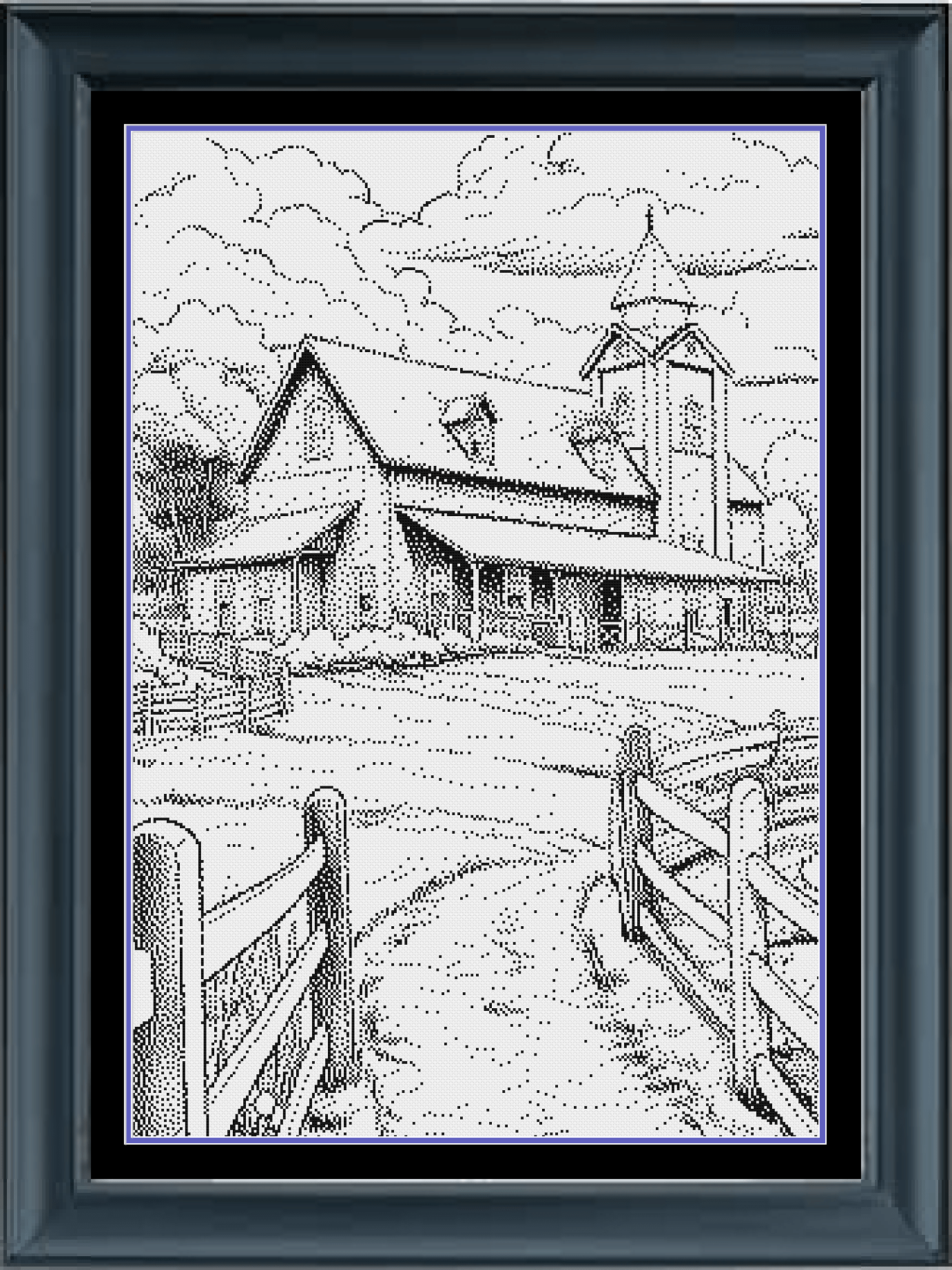 Stitching Jules Design Cross Stitch Pattern Ranch Farmhouse Cross-Stitch Pattern | Monochrome Blackwork | Instant PDF Download