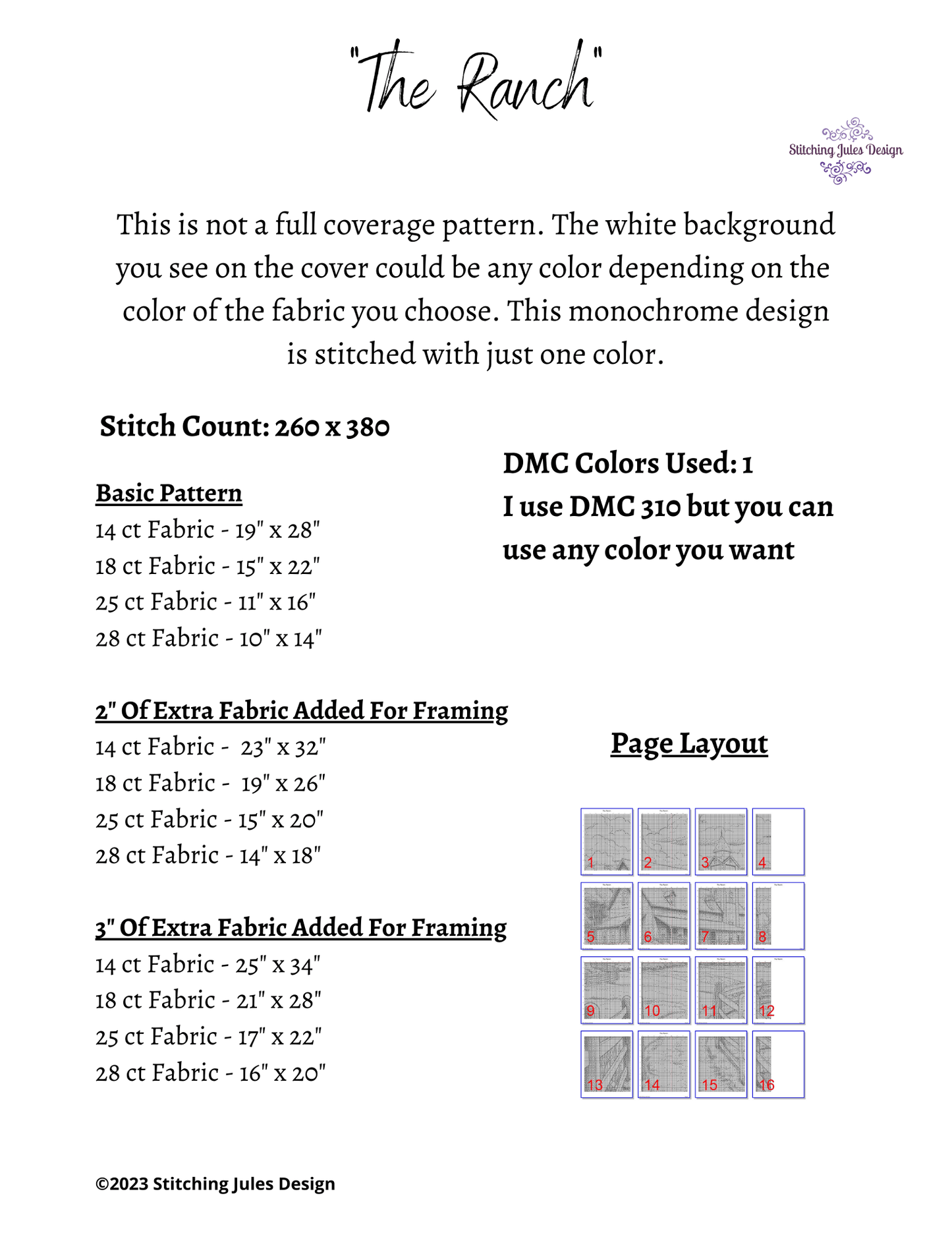 Stitching Jules Design Cross Stitch Pattern Ranch Farmhouse Cross-Stitch Pattern | Monochrome Blackwork | Instant PDF Download