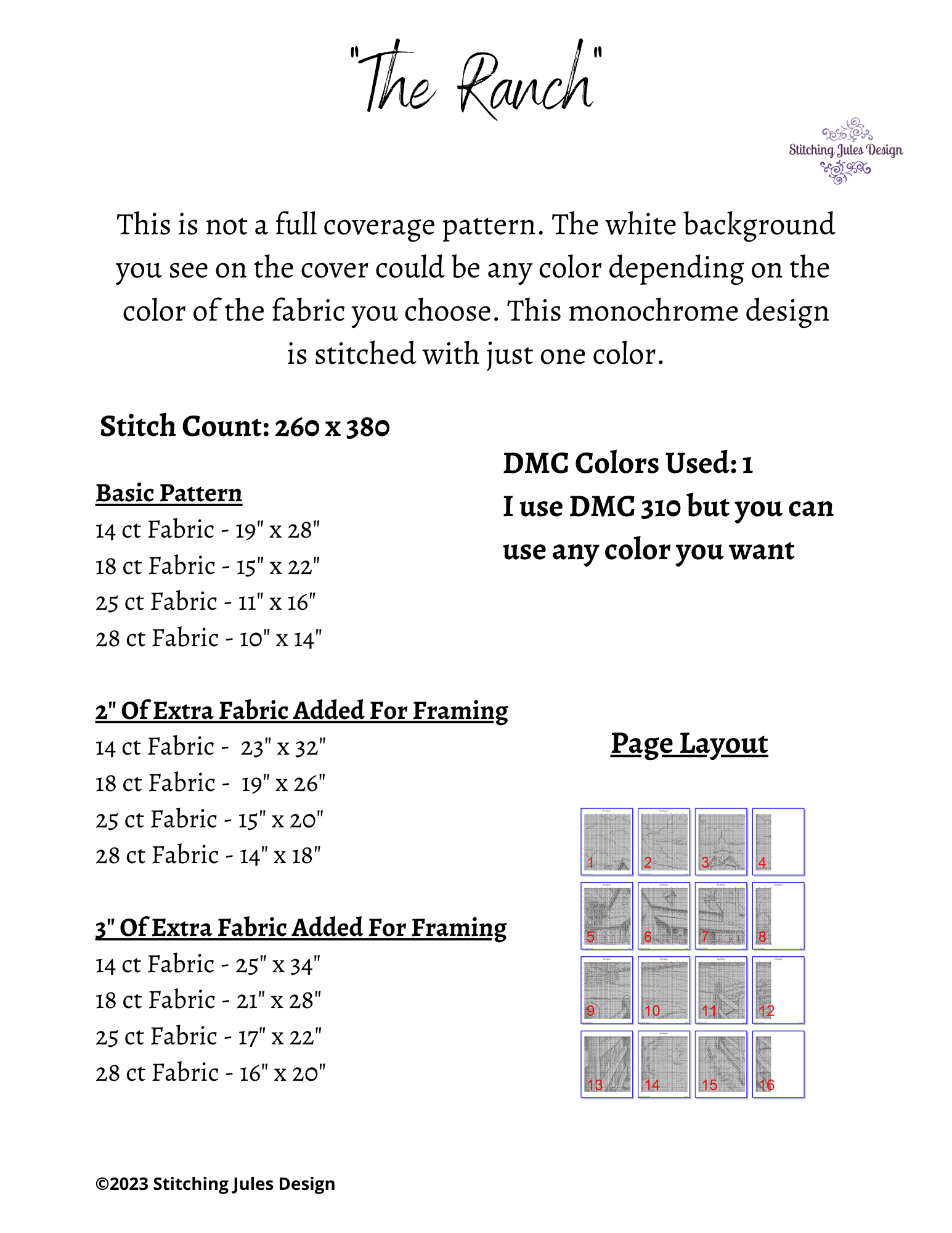 Stitching Jules Design Cross Stitch Pattern Ranch Farmhouse Cross-Stitch Pattern | Monochrome Blackwork | Instant PDF Download