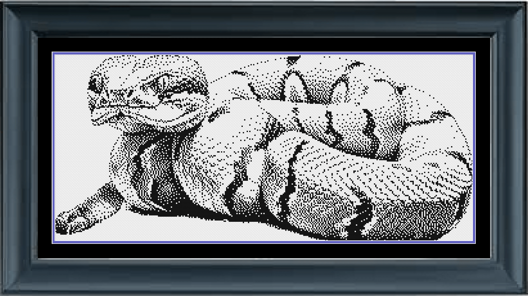 Stitching Jules Design Cross Stitch Pattern Rattlesnake Reptile Monochrome Cross Stitch Pattern