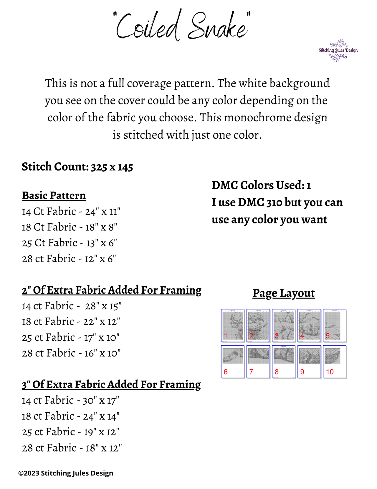 Rattlesnake Monochrome Counted Cross Stitch Pattern | Instant Download ...