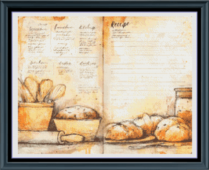 Stitching Jules Design Cross Stitch Pattern Recipes Cooking Kitchen Full Coverage Counted Cross-Stitch Pattern (Digital Download)