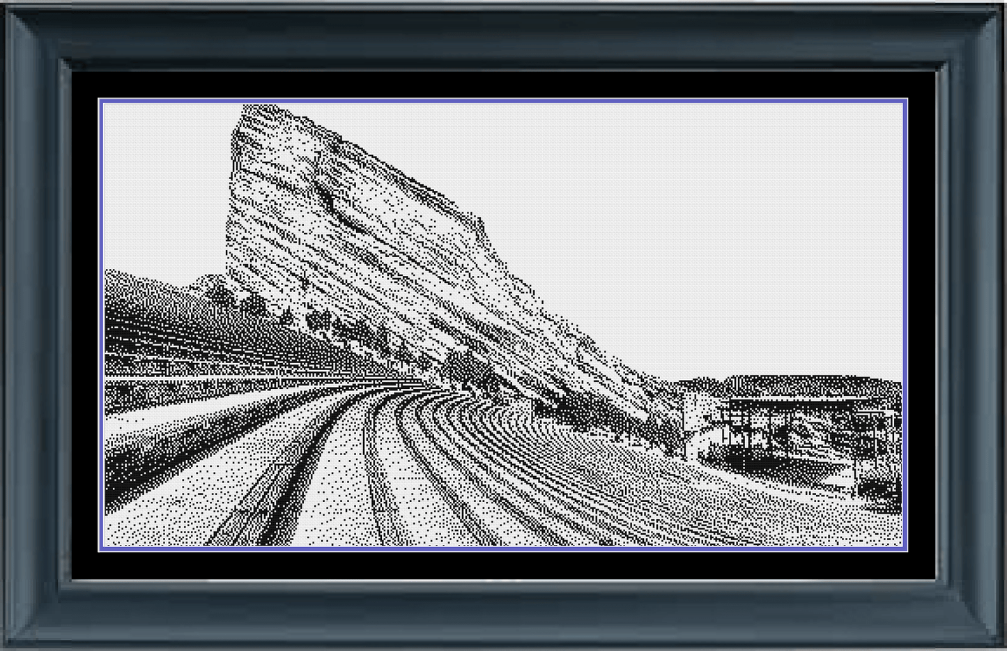 Stitching Jules Design Cross Stitch Pattern Digital PDF Download - $10 Red Rocks Cross Stitch Pattern | Colorado Cross Stitch Pattern | Blackwork | Instant PDF Download And Physical Pattern Options