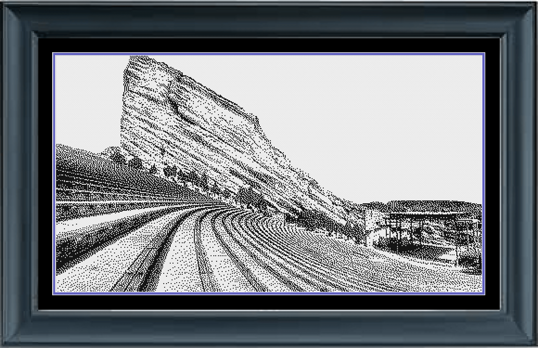 Stitching Jules Design Cross Stitch Pattern Digital PDF Download - $10 Red Rocks Cross Stitch Pattern | Colorado Cross Stitch Pattern | Blackwork | Instant PDF Download And Physical Pattern Options