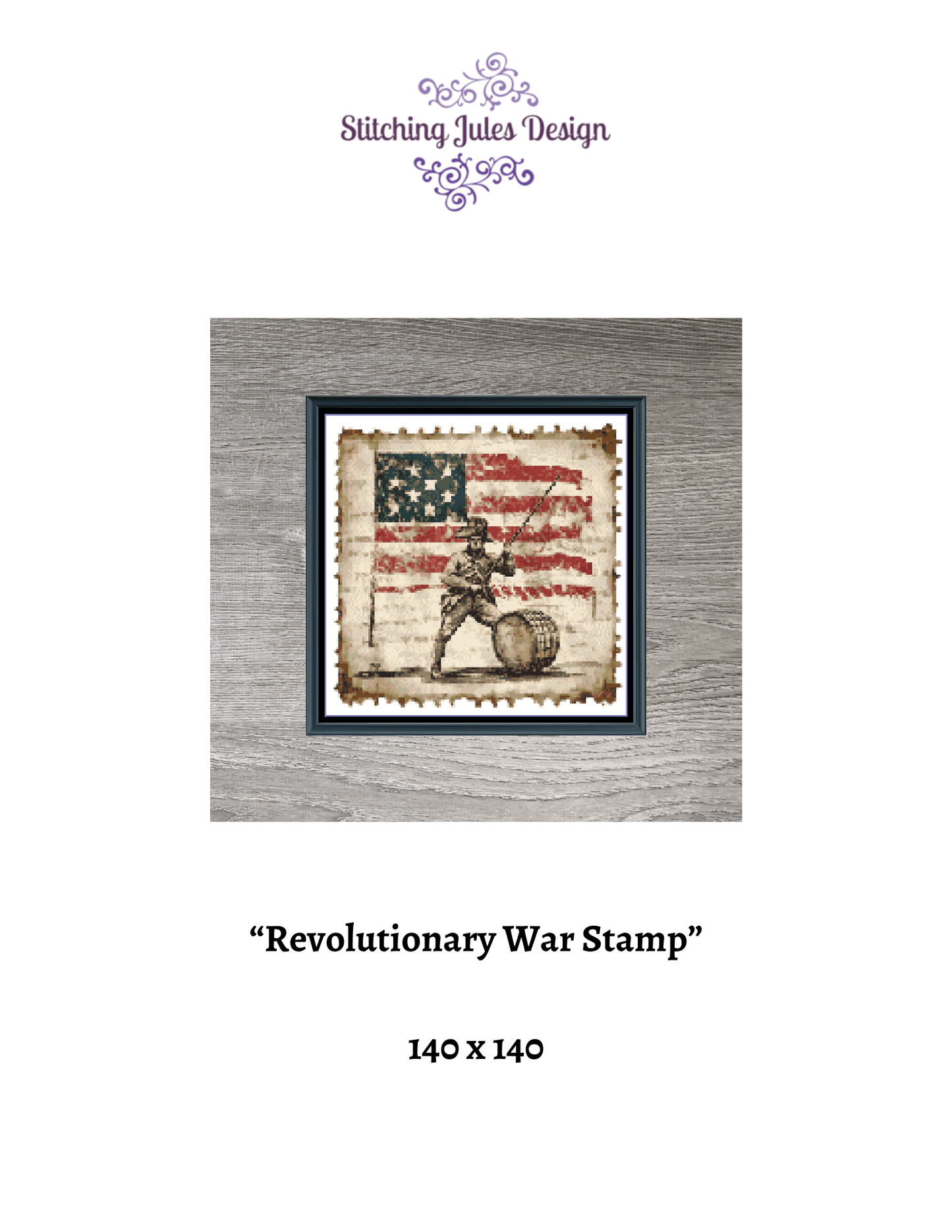 Stitching Jules Design Cross Stitch Pattern Revolutionary War Stamp Military America Counted Cross Stitch Pattern Digital Download