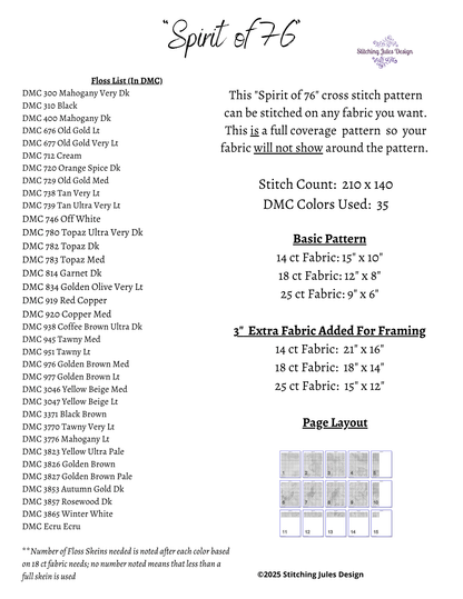 Stitching Jules Design Cross Stitch Pattern Revolutionary War USA Patriotic Military Americana Full Coverage Counted Cross Stitch Pattern Digital Download