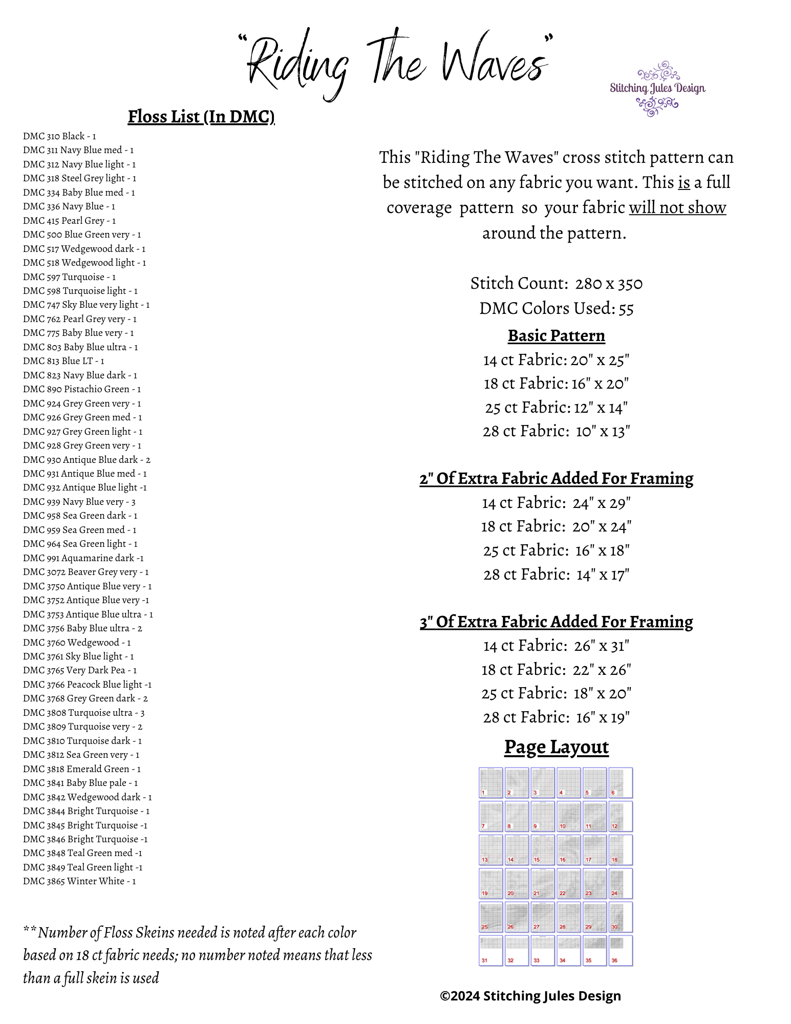Stitching Jules Design Cross Stitch Pattern Riding The Waves