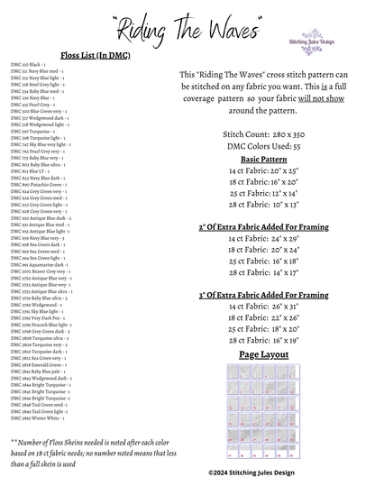 Stitching Jules Design Cross Stitch Pattern Riding The Waves