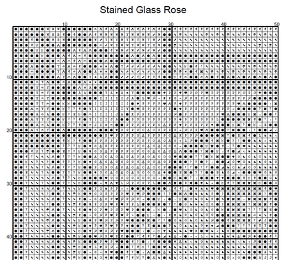 Stitching Jules Design Cross Stitch Pattern Rose Flower Floral Stained Glass Full Coverage Counted Cross Stitch Pattern Digital Download