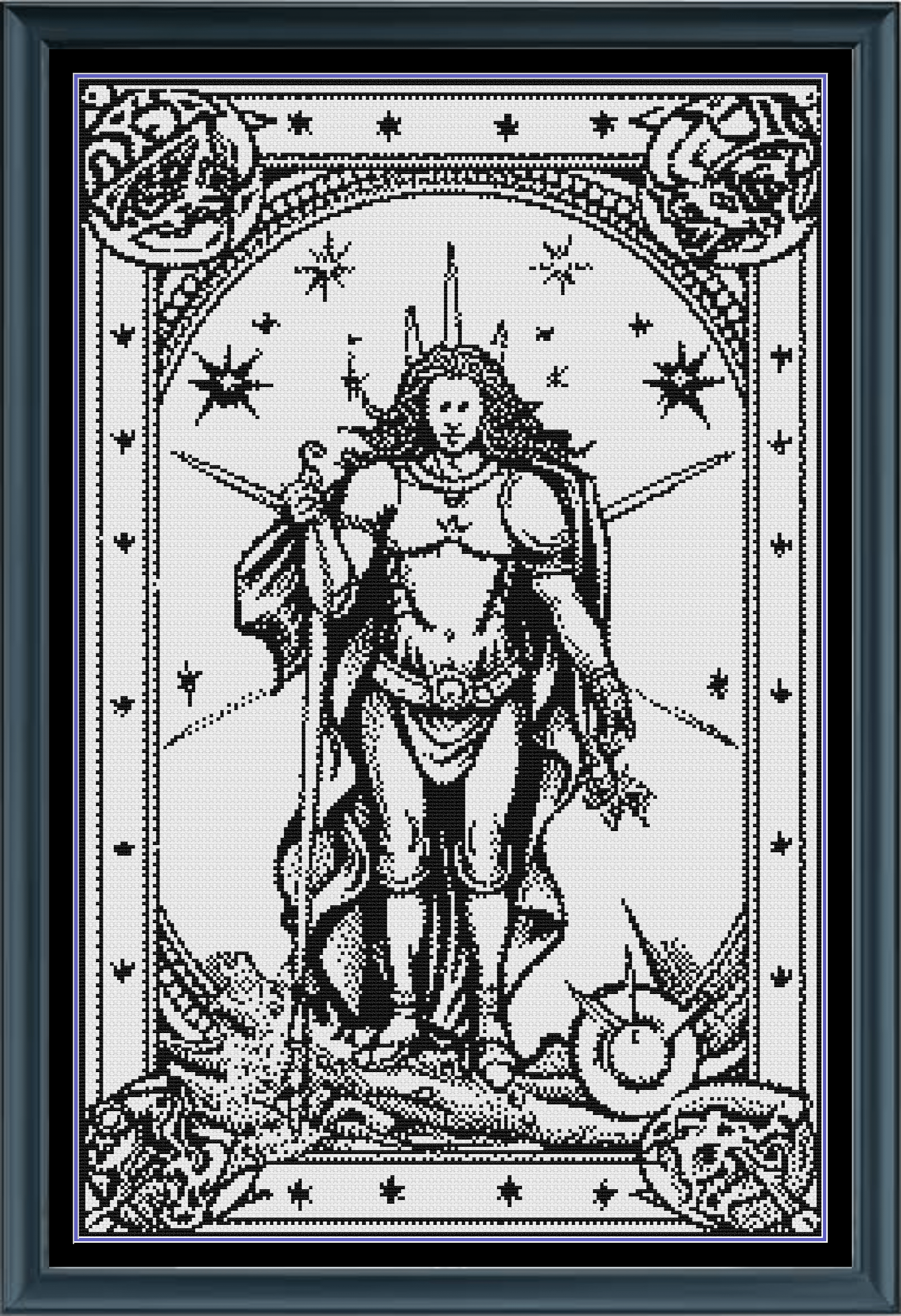 Stitching Jules Design Cross Stitch Pattern Sagittarius Tarot Card Monochrome