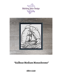 Thumbnail for Stitching Jules Design Cross Stitch Pattern Sailboat Medium Monochrome