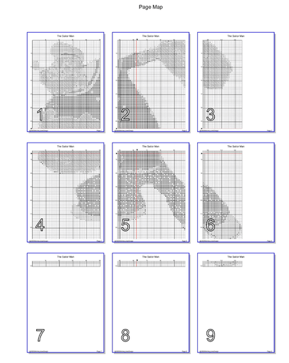 Stitching Jules Design Cross Stitch Pattern Sailor Man Vintage Comic Strip Counted Cross-Stitch Pattern (Digital Download)