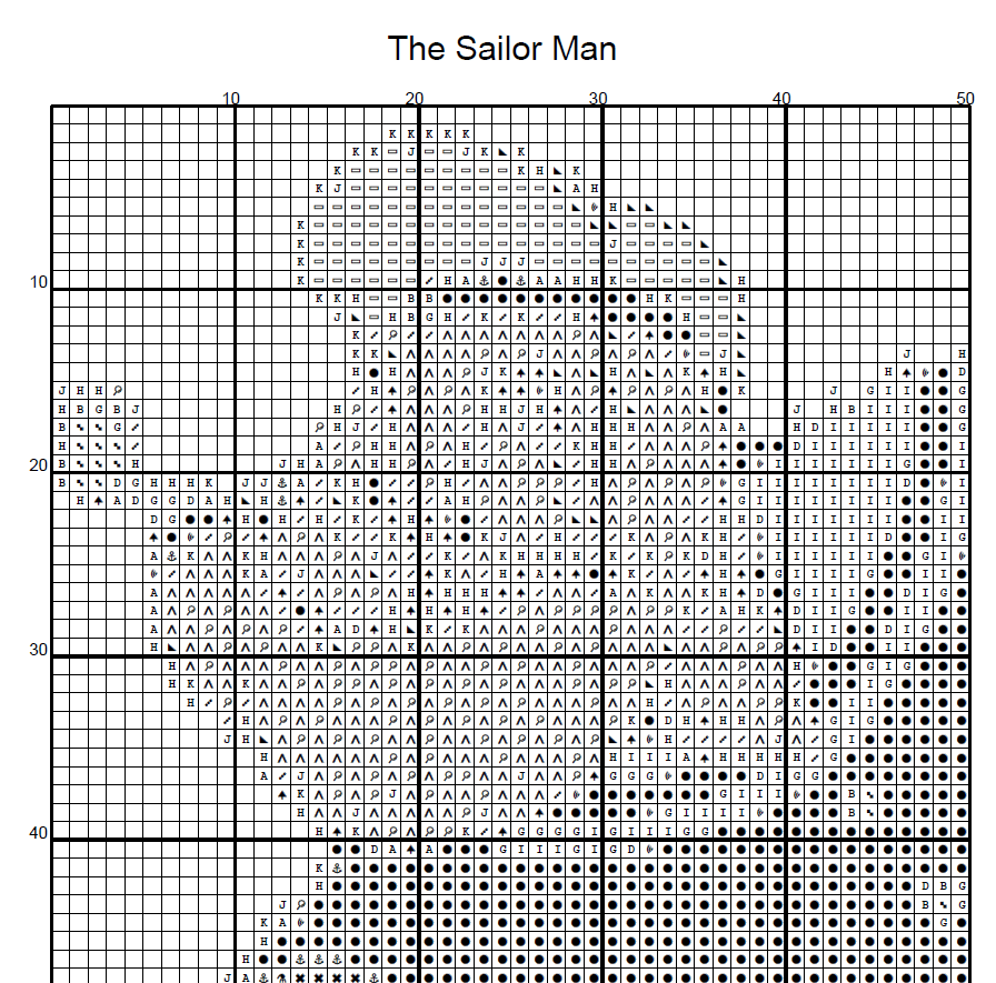Stitching Jules Design Cross Stitch Pattern Sailor Man Vintage Comic Strip Counted Cross-Stitch Pattern (Digital Download)