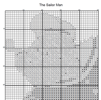 Stitching Jules Design Cross Stitch Pattern Sailor Man Vintage Comic Strip Counted Cross-Stitch Pattern (Digital Download)