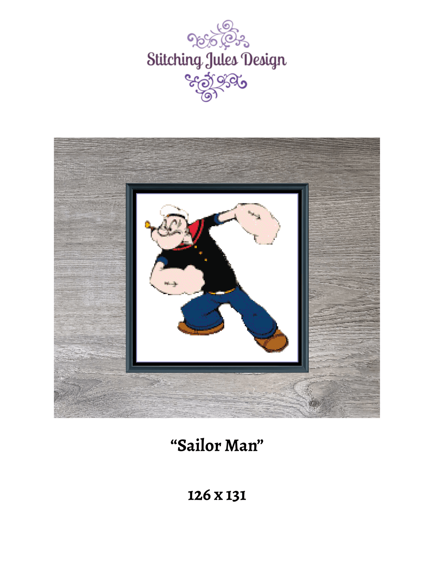 Stitching Jules Design Cross Stitch Pattern Sailor Man Vintage Comic Strip Counted Cross-Stitch Pattern (Digital Download)