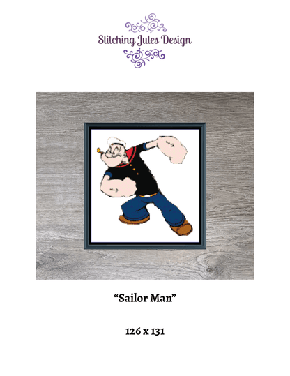 Stitching Jules Design Cross Stitch Pattern Sailor Man Vintage Comic Strip Counted Cross-Stitch Pattern (Digital Download)