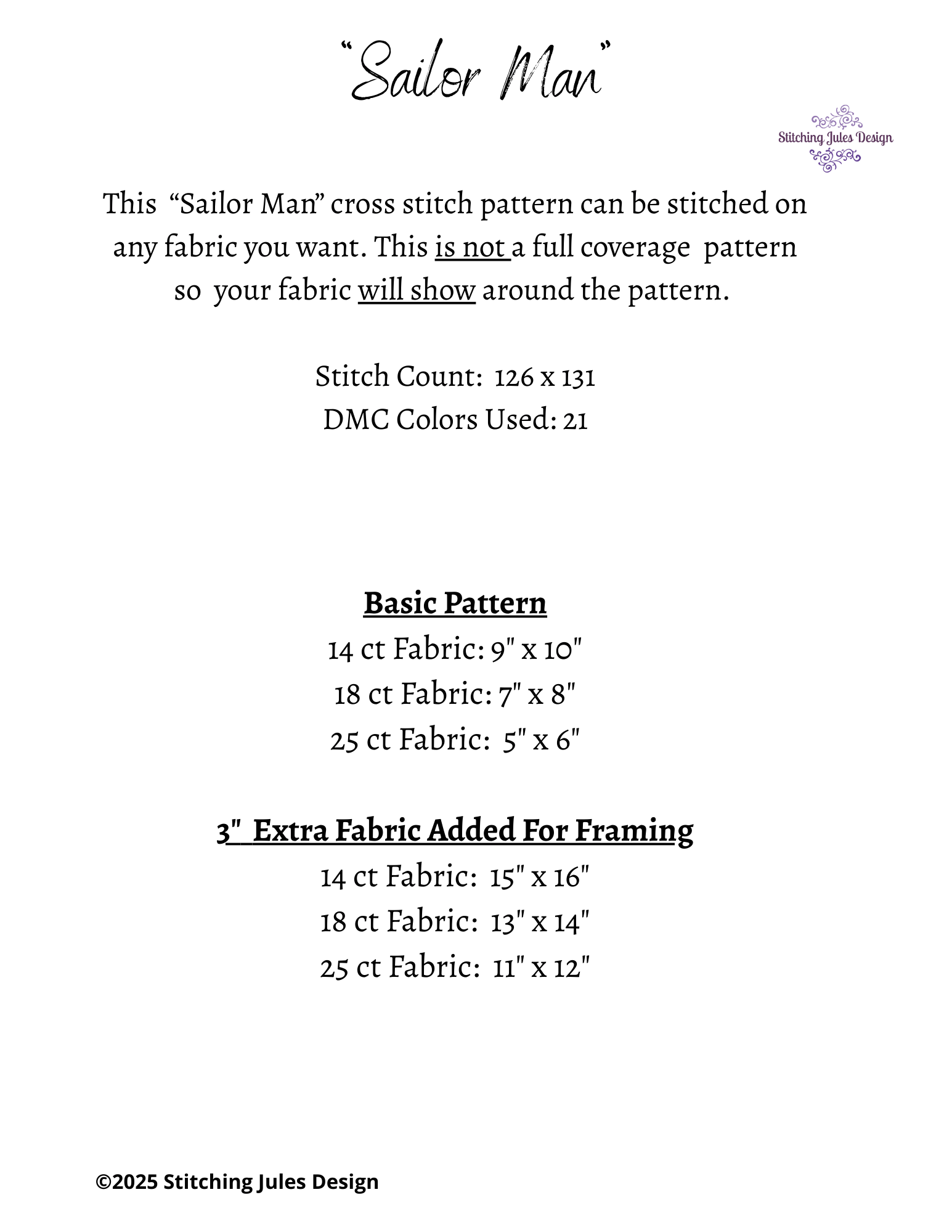 Stitching Jules Design Cross Stitch Pattern Sailor Man Vintage Comic Strip Counted Cross-Stitch Pattern (Digital Download)