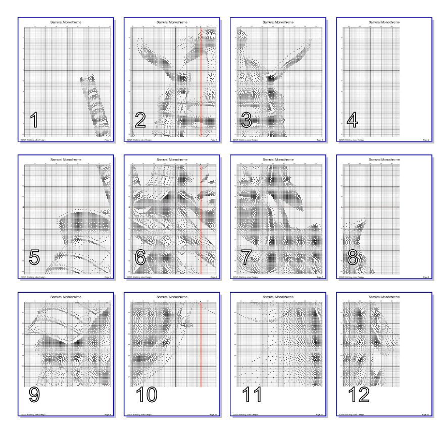 Stitching Jules Design Cross Stitch Pattern Samurai Warrior Japanese Monochrome Counted Cross Stitch Pattern Digital Download