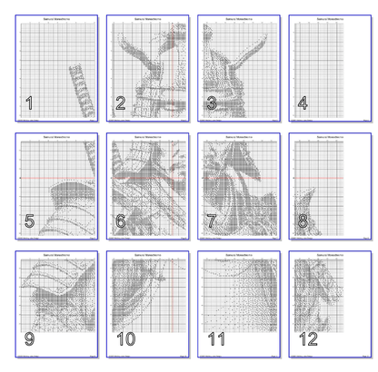 Stitching Jules Design Cross Stitch Pattern Samurai Warrior Japanese Monochrome Counted Cross Stitch Pattern Digital Download