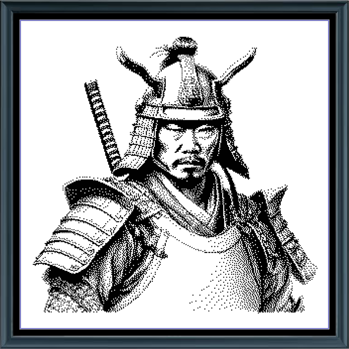 Samurai Warrior Japanese Monochrome Counted Cross Stitch Pattern Digit ...