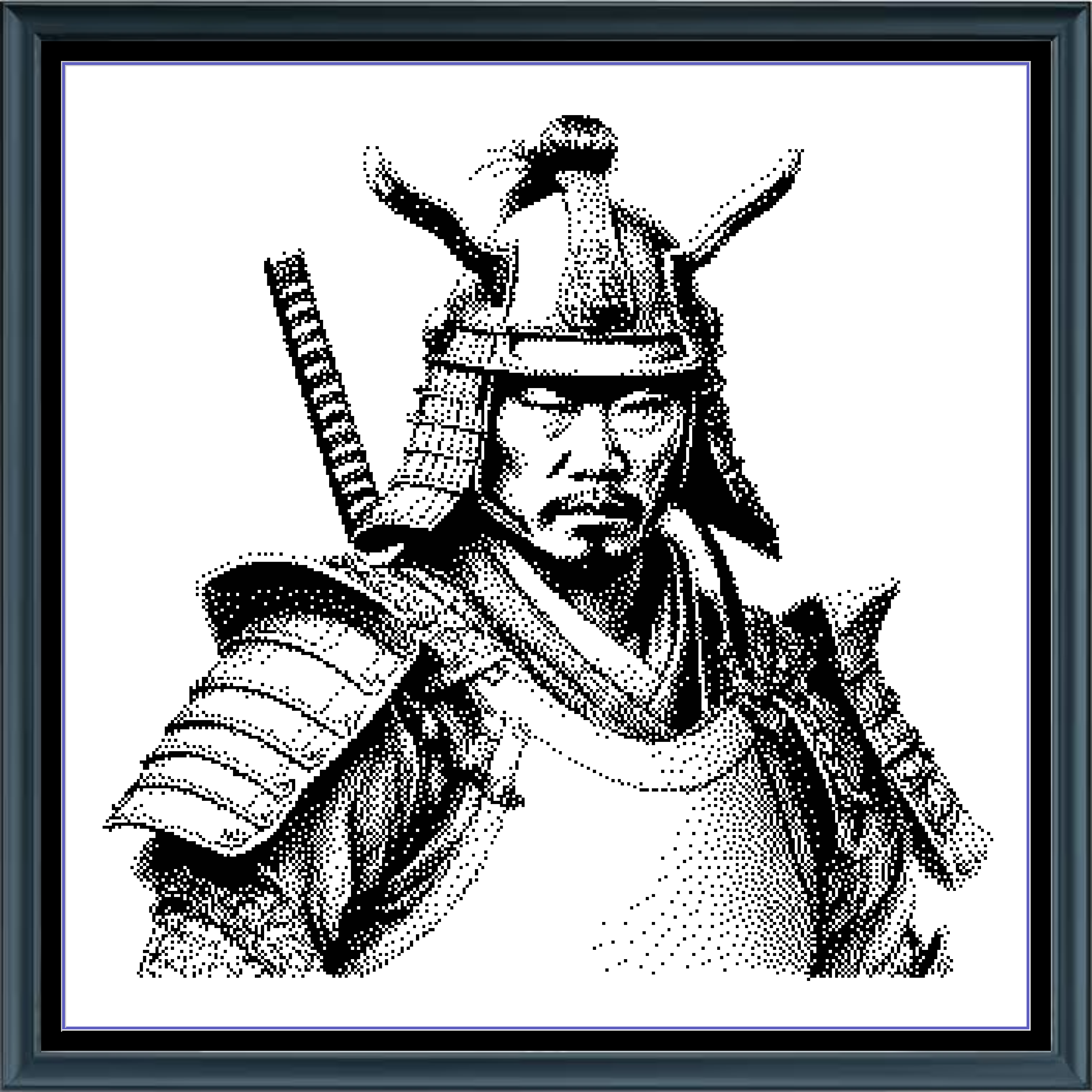 Stitching Jules Design Cross Stitch Pattern Samurai Warrior Japanese Monochrome Counted Cross Stitch Pattern Digital Download