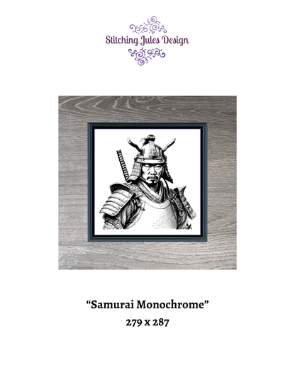 Stitching Jules Design Cross Stitch Pattern Samurai Warrior Japanese Monochrome Counted Cross Stitch Pattern Digital Download