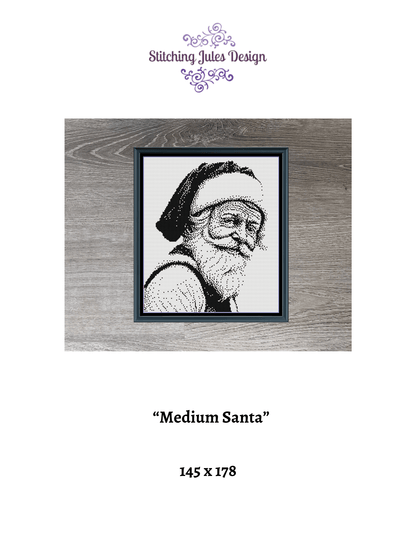 Stitching Jules Design Cross Stitch Pattern Santa Claus Christmas Medium Monochrome Counted Cross-Stitch Pattern | Instant Download PDF
