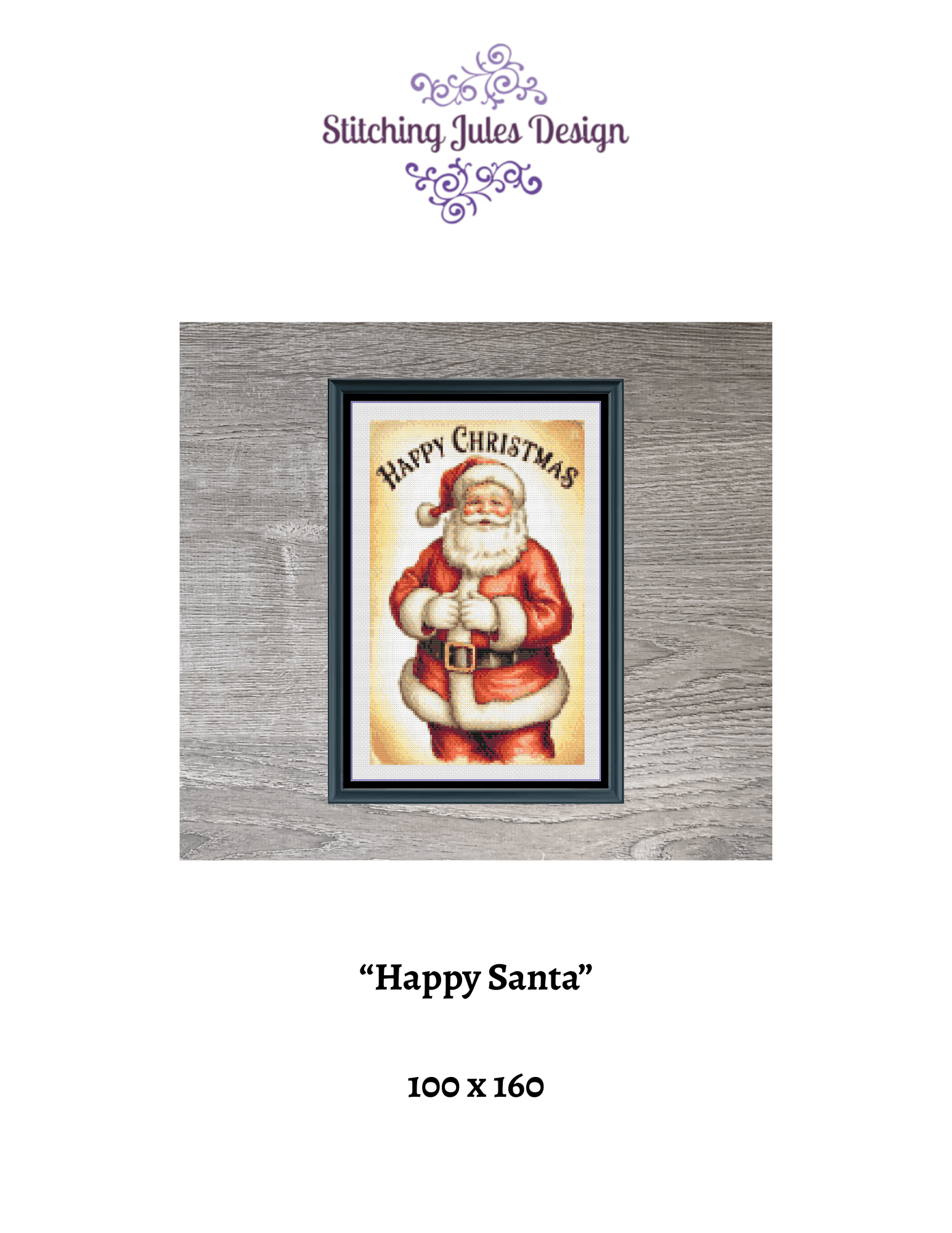 Stitching Jules Design Cross Stitch Pattern Santa Claus Christmas Small Counted Cross-Stitch Pattern (Digital Download)