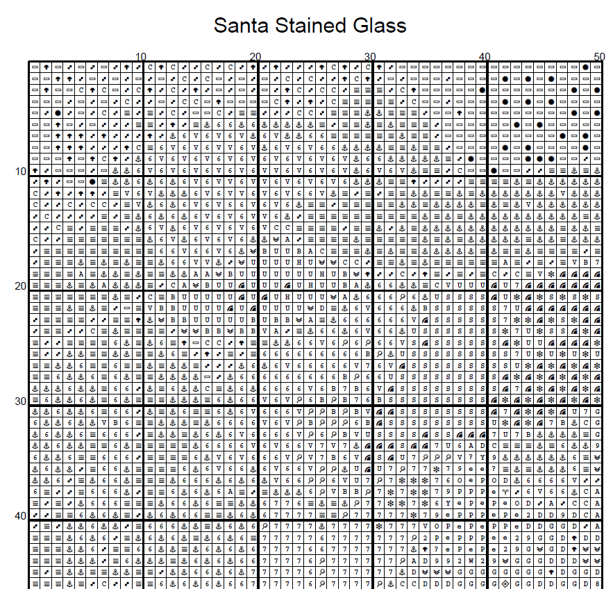 Stitching Jules Design Cross Stitch Pattern Santa Claus Christmas Stained Glass Large Full Coverage Counted Cross-Stitch Pattern (Digital Download)