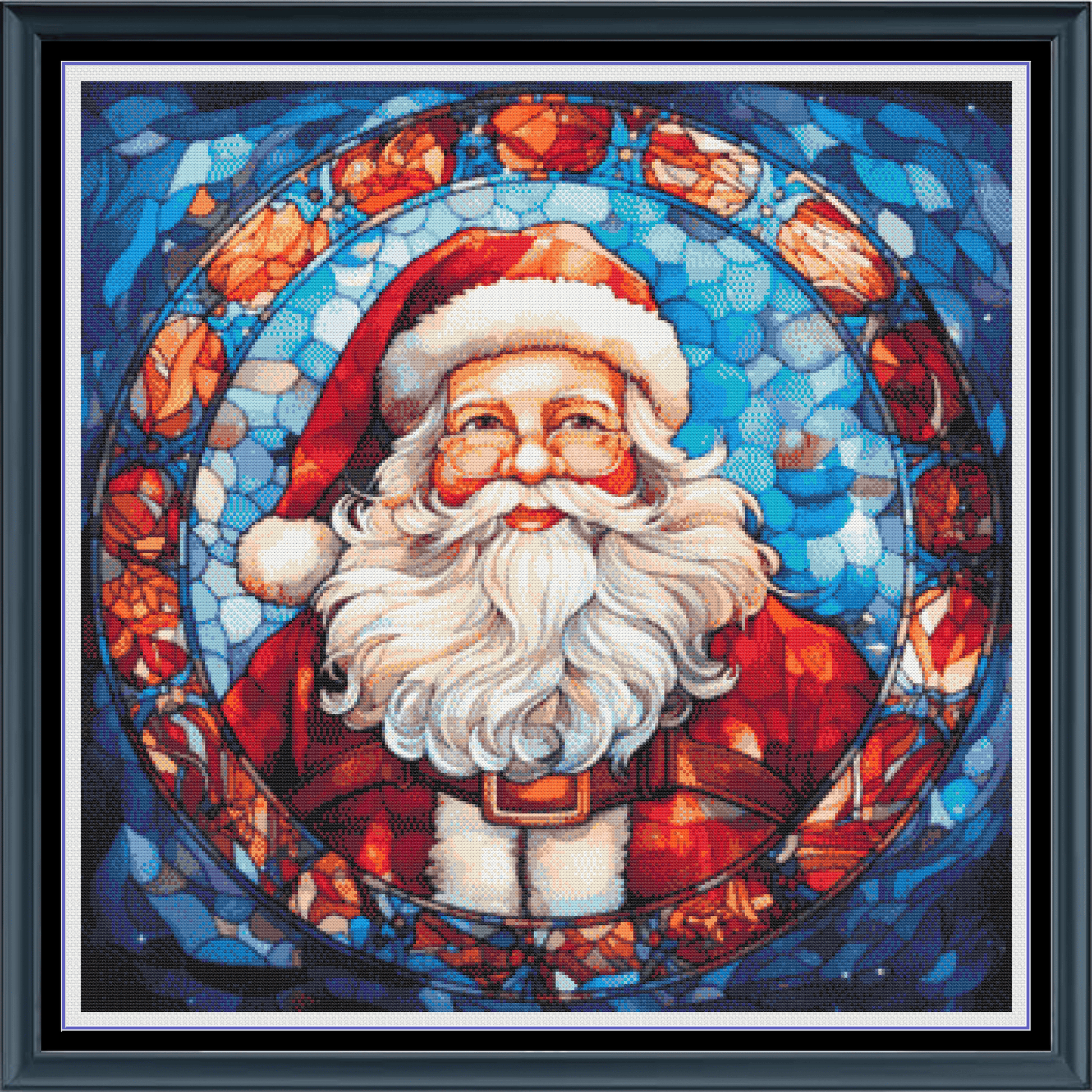 Stitching Jules Design Cross Stitch Pattern Santa Claus Christmas Stained Glass Large Full Coverage Counted Cross-Stitch Pattern (Digital Download)