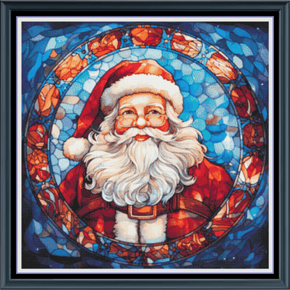 Stitching Jules Design Cross Stitch Pattern Santa Claus Christmas Stained Glass Large Full Coverage Counted Cross-Stitch Pattern (Digital Download)