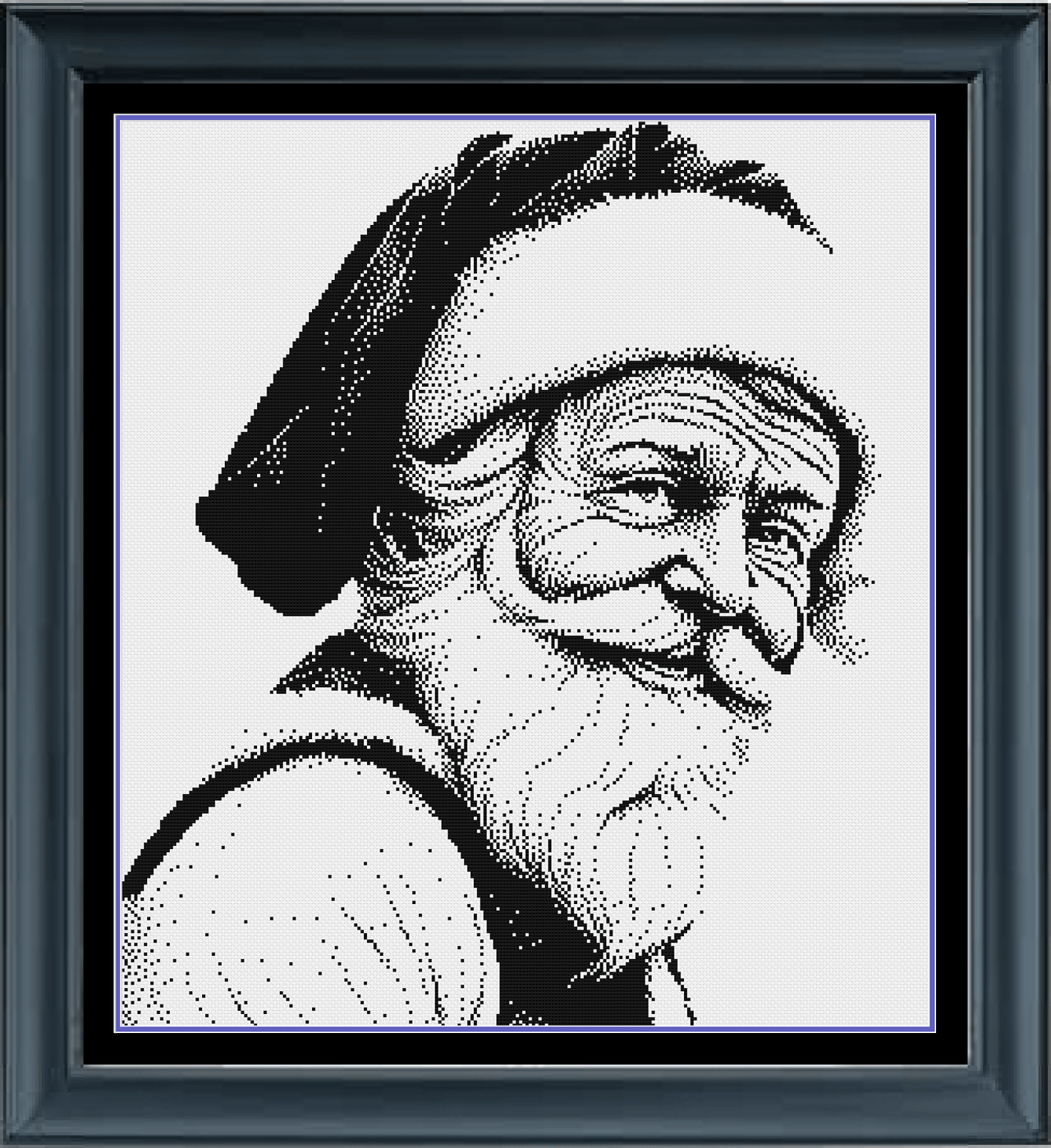 Stitching Jules Design Cross Stitch Pattern Santa Claus Monochrome Cross Stitch Pattern | Blackwork | Instant Download PDF