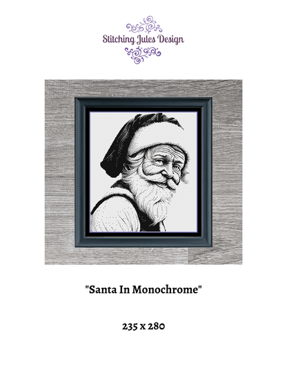 Stitching Jules Design Cross Stitch Pattern Santa Claus Monochrome Cross Stitch Pattern | Blackwork | Instant Download PDF