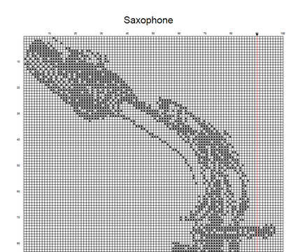 Stitching Jules Design Cross Stitch Pattern Saxophone Cross Stitch Pattern | Musical Instrument Cross Stitch Pattern | Blackwork | Instant PDF Download And Physical Pattern Options
