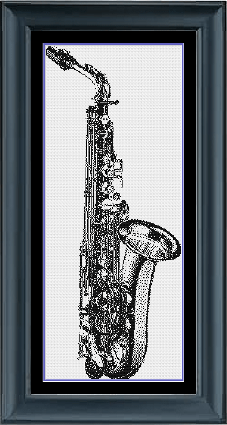Stitching Jules Design Cross Stitch Pattern Digital PDF Download - $10 Saxophone Cross Stitch Pattern | Musical Instrument Cross Stitch Pattern | Blackwork | Instant PDF Download And Physical Pattern Options