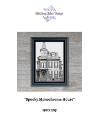 Thumbnail for Stitching Jules Design Cross Stitch Pattern Scary Monochrome House Counted Cross Stitch Pattern Instant PDF Download