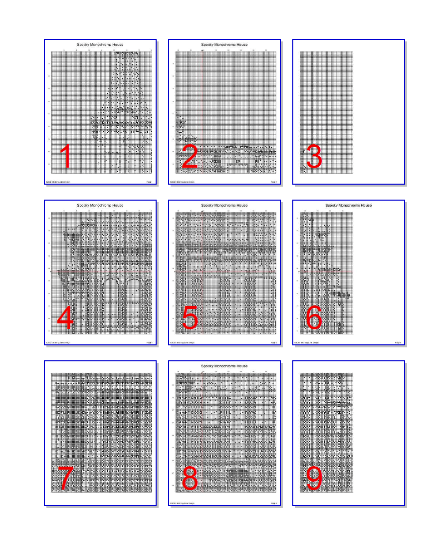 Stitching Jules Design Cross Stitch Pattern Scary Monochrome House Counted Cross Stitch Pattern Instant PDF Download