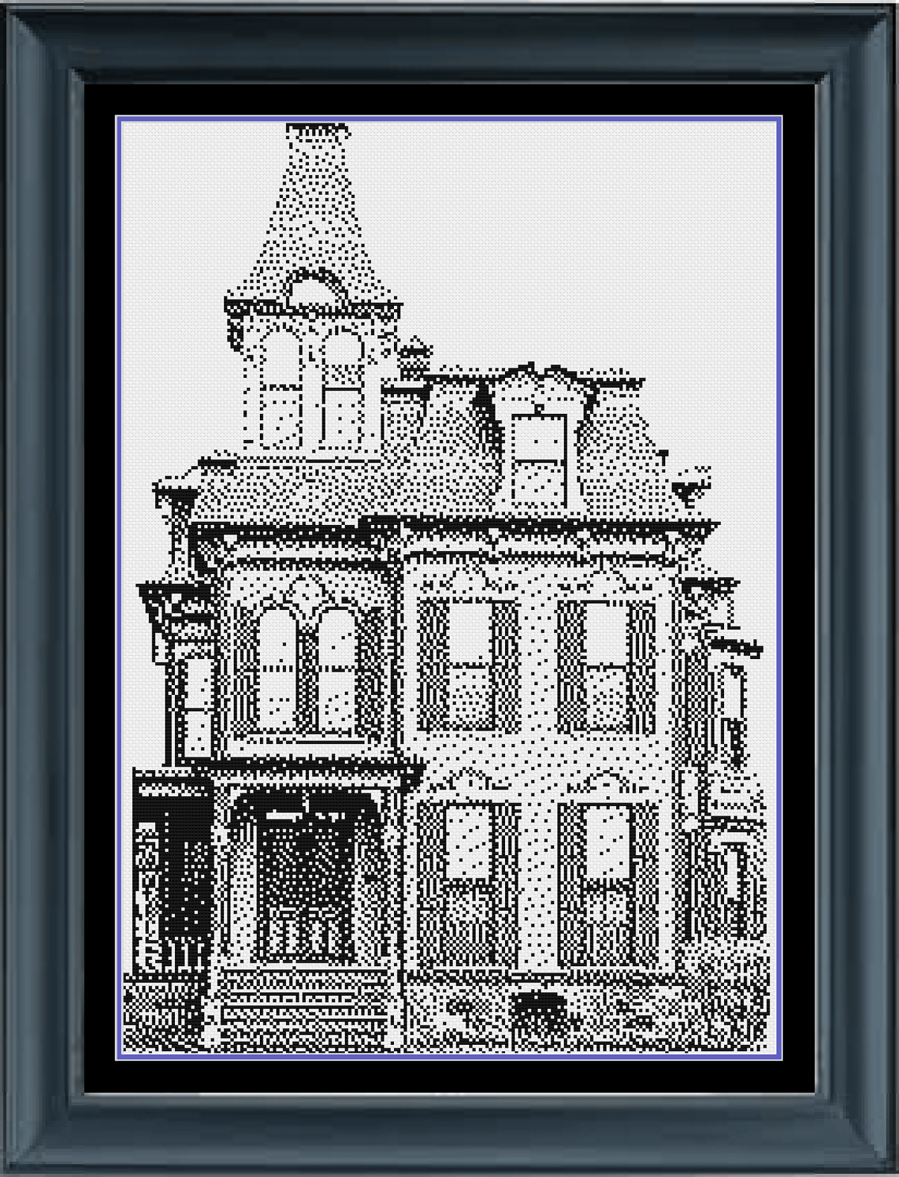 Stitching Jules Design Cross Stitch Pattern Scary Monochrome House Counted Cross Stitch Pattern Instant PDF Download