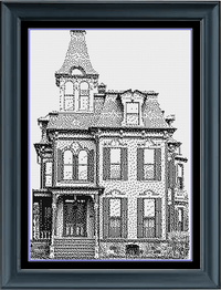 Thumbnail for Stitching Jules Design Cross Stitch Pattern Scary Monochrome House Counted Cross Stitch Pattern Instant PDF Download