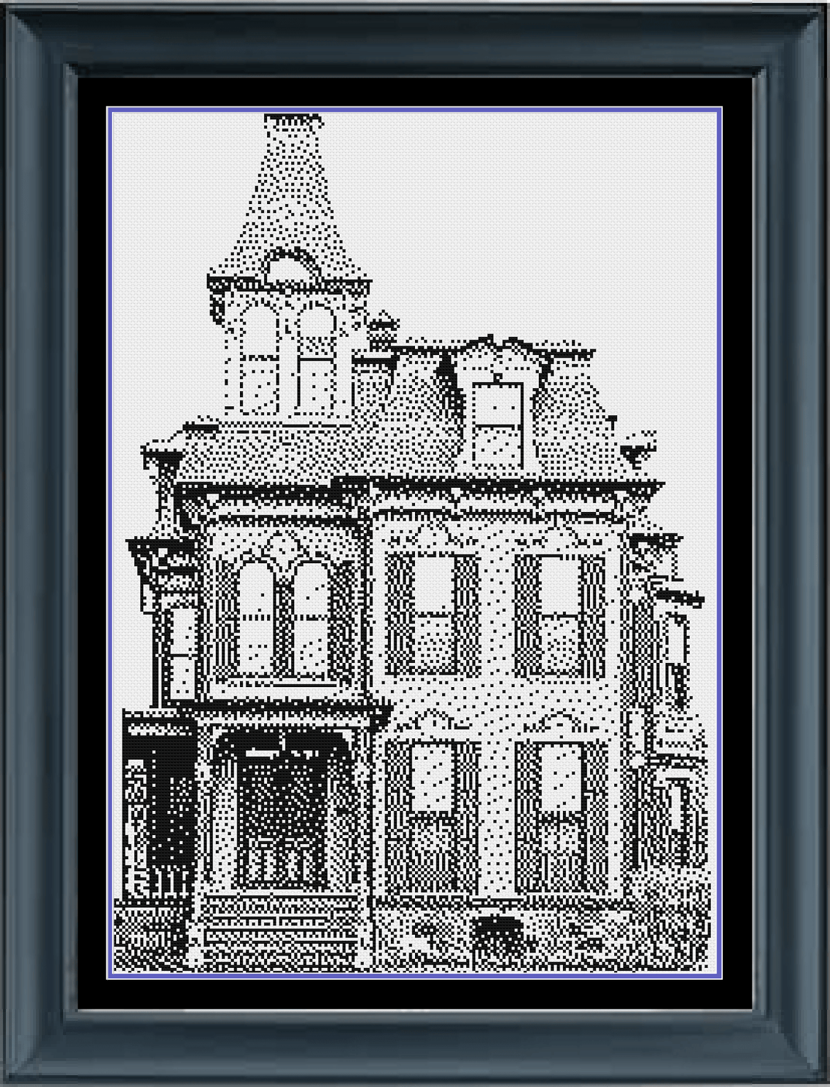 Stitching Jules Design Cross Stitch Pattern Scary Monochrome House Cross Stitch Pattern Instant PDF Download