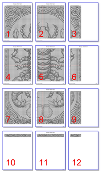 Thumbnail for Stitching Jules Design Cross Stitch Pattern Scorpio Tarot Card Monochrome Counted Cross Stitch Pattern | Instant Download PDF
