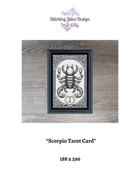 Thumbnail for Stitching Jules Design Cross Stitch Pattern Scorpio Tarot Card Monochrome Counted Cross Stitch Pattern | Instant Download PDF