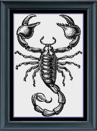 Thumbnail for Stitching Jules Design Cross Stitch Pattern Digital PDF Download - $10 Scorpion Monochrome Blackwork Cross Stitch Pattern | Instant PDF Download And Physical Pattern Options