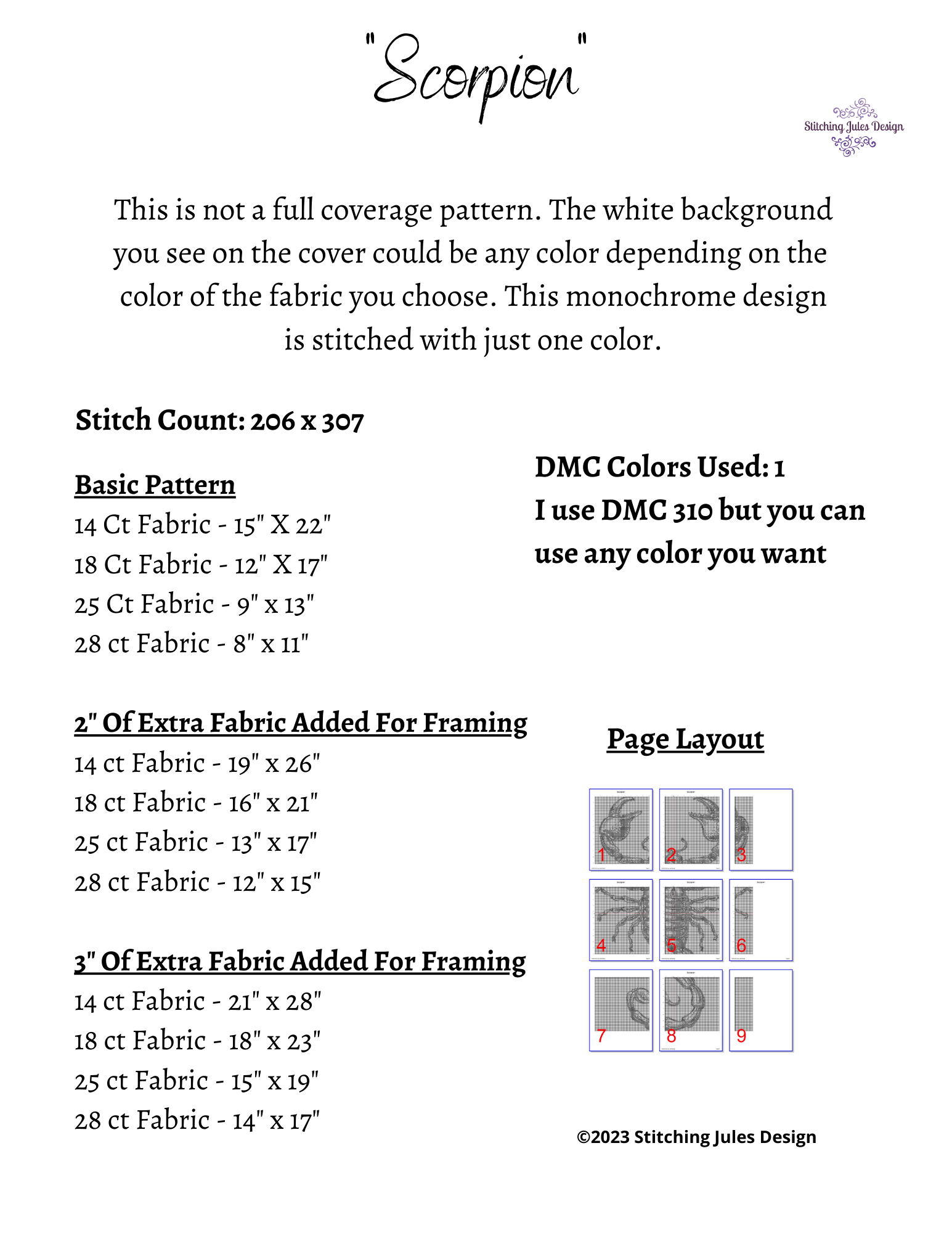 Stitching Jules Design Cross Stitch Pattern Scorpion Monochrome Blackwork Cross Stitch Pattern | Instant PDF Download And Physical Pattern Options