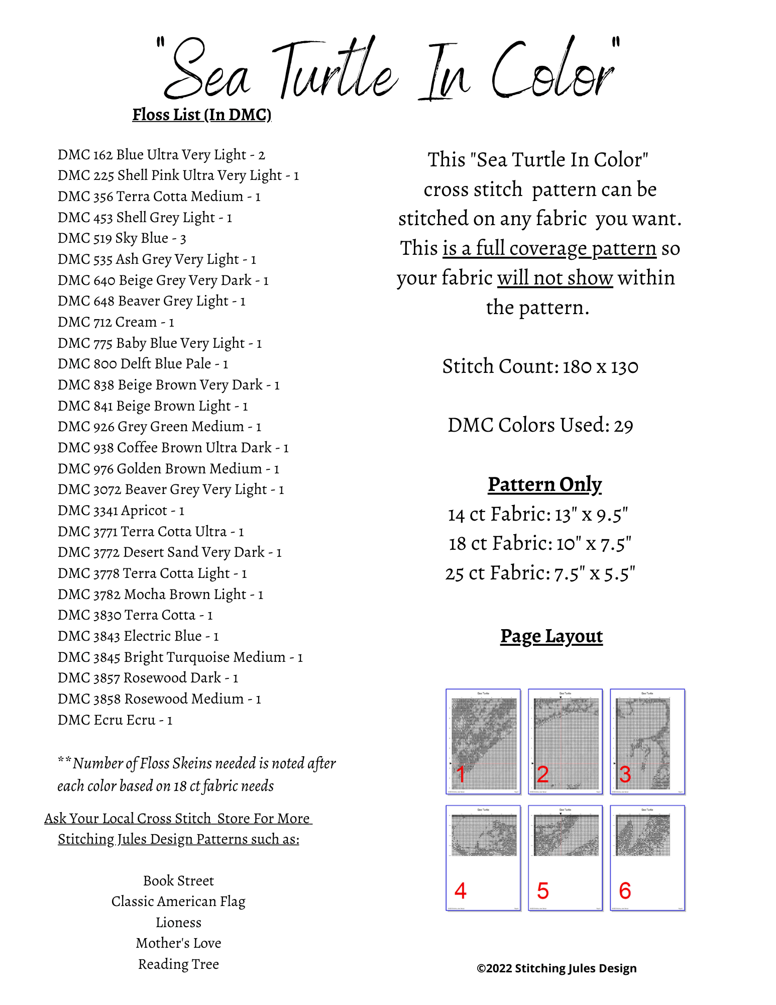 Stitching Jules Design Cross Stitch Pattern Sea Turtle Marine Life Modern High Quality Counted Cross Stitch Pattern Instant PDF Download Pattern Keeper Ready